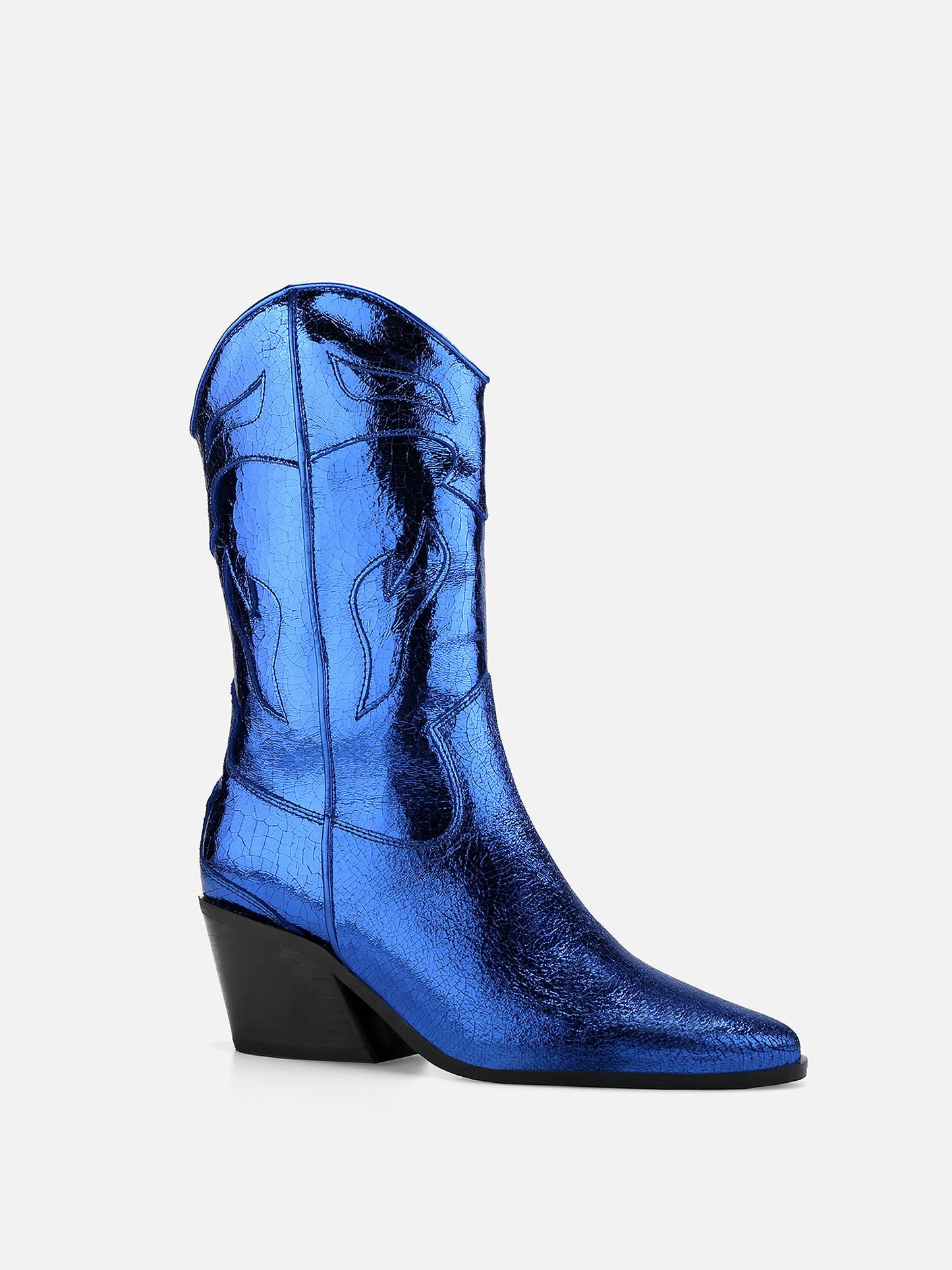 CARINA CALDEIRA X ESC High Leather Cowboy Boots - Blue