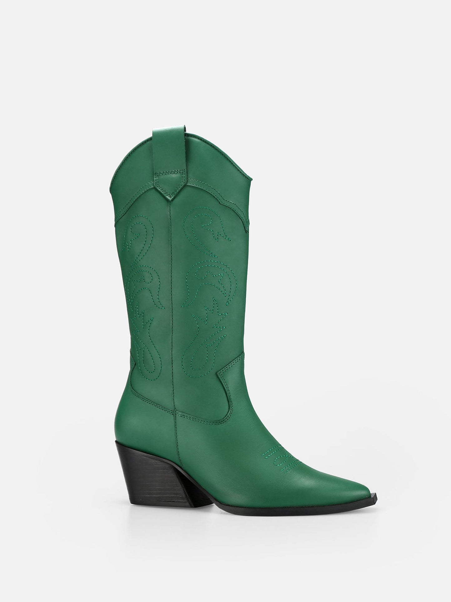 TABIT High Western Leather Boots - Green