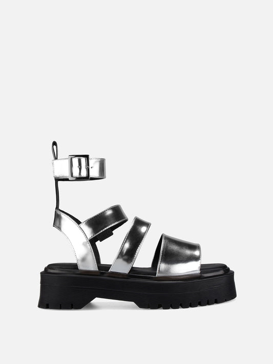 GLADY Leather Sandals - Silver