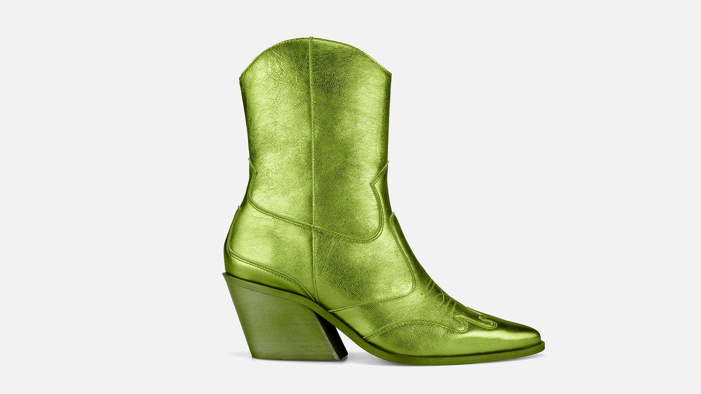 CARINA CALDEIRA X ESC Cowboy Leather Boots - Light Green