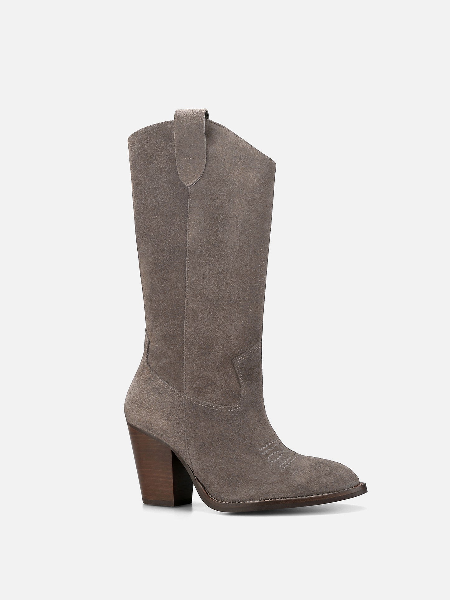 KELLIE Western Suede Boots - Taupe