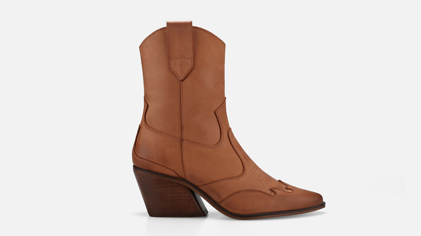 TABITOX Western Leather Boots - Cognac