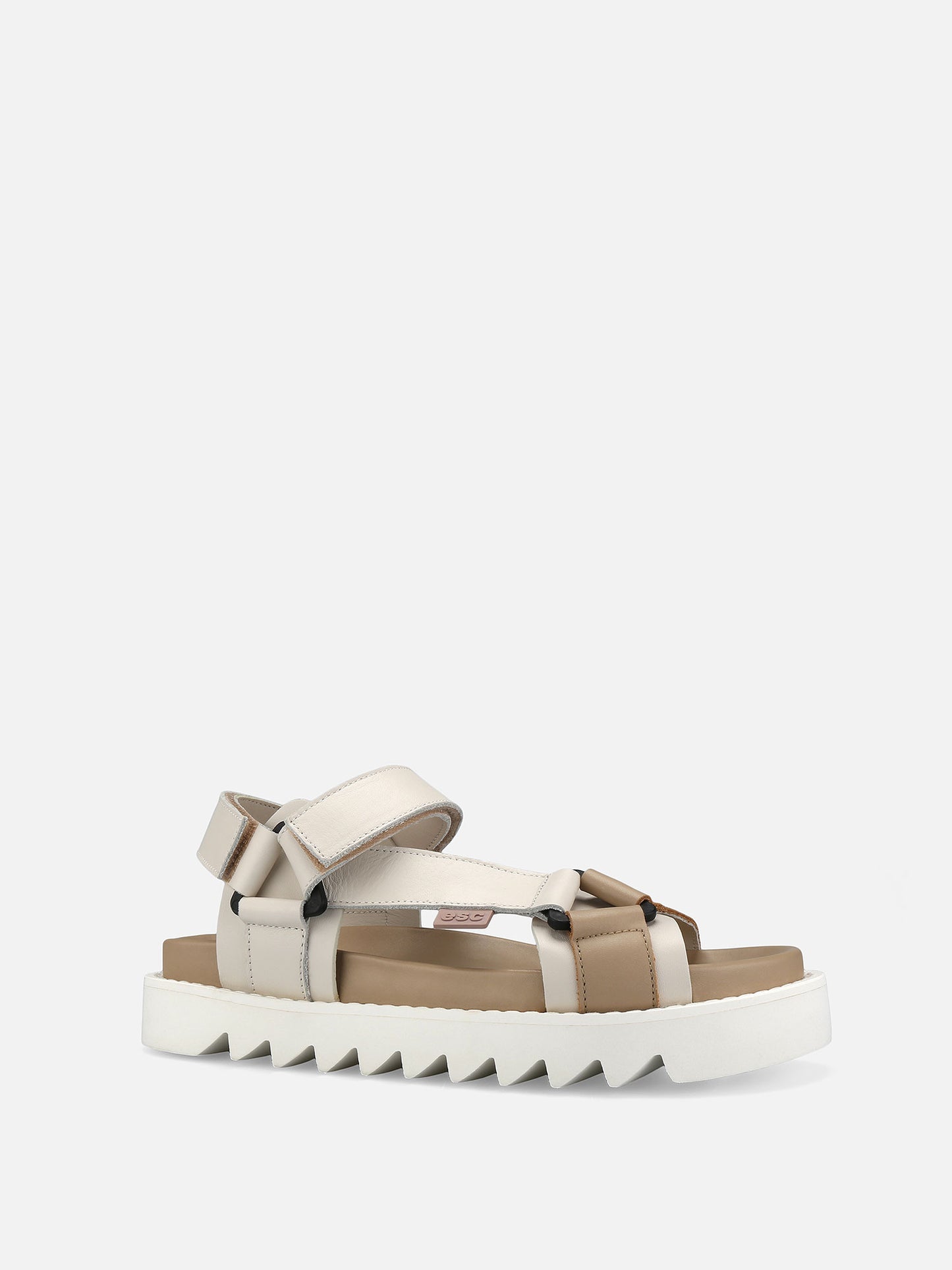SLIDE Tape Strap Flat Sandals - Beige