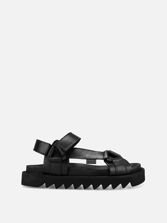 SLIDE Tape Strap Flat Sandals - Black
