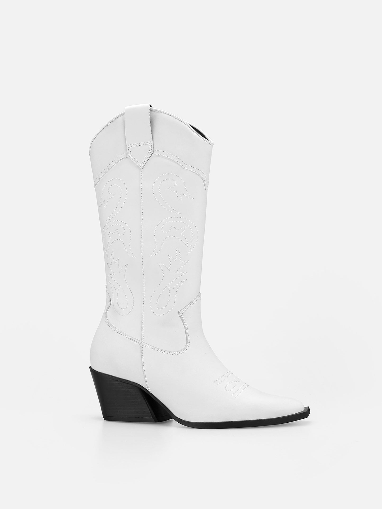 TABIT High Western Leather Boots - White 2