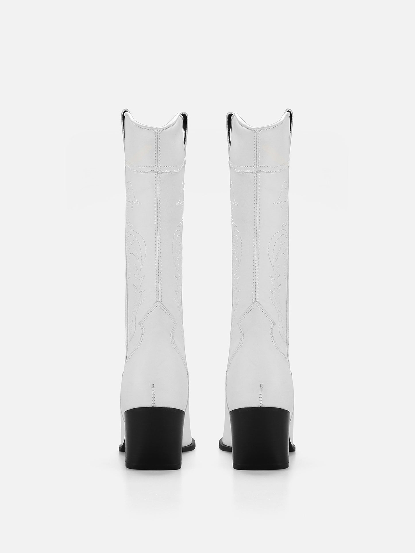 TABIT High Western Leather Boots - White 2