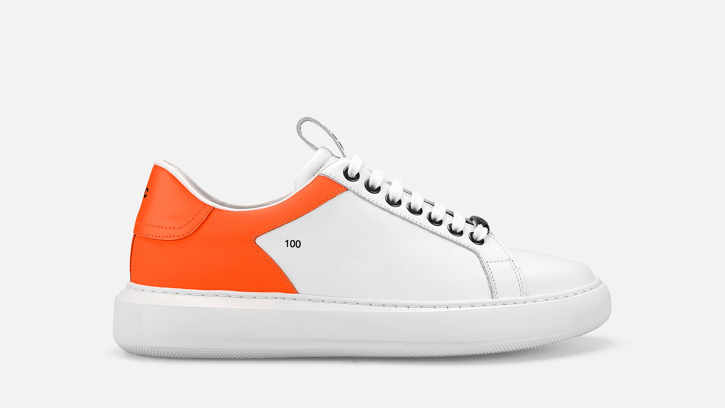 GHOST Low Leather Sneakers - White/Orange
