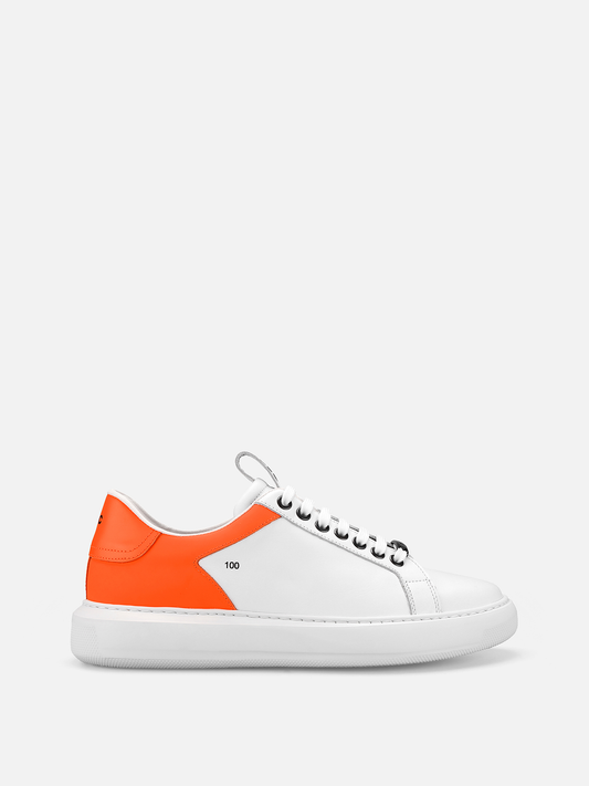 GHOST Low Leather Sneakers - White/Orange