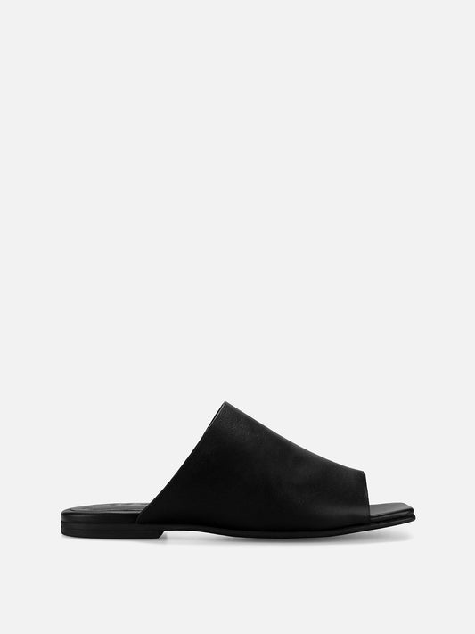BOREBI Flat Leather Sandals - Black
