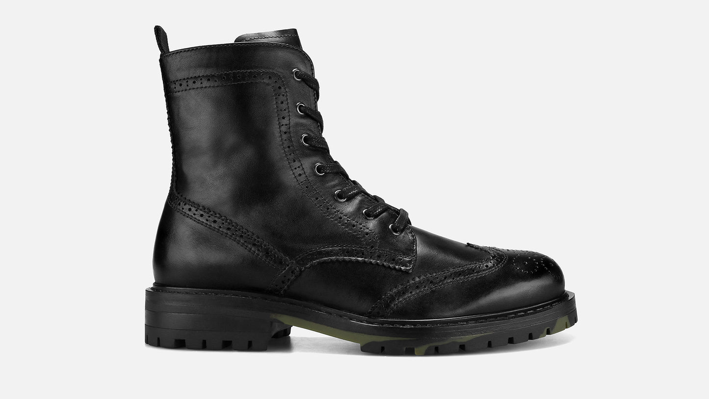 ZLATUS Army Leather Boots - Black