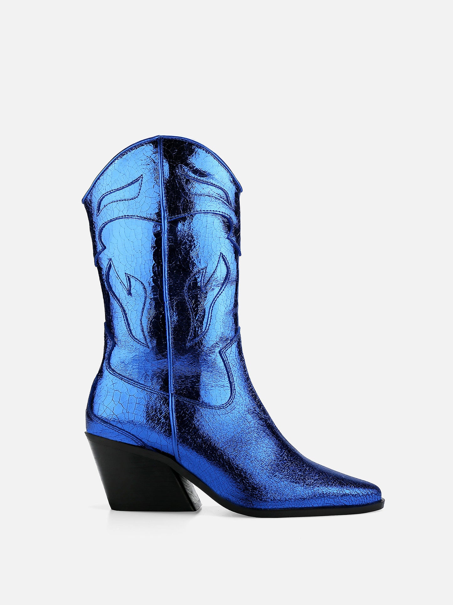 CARINA CALDEIRA X ESC High Leather Cowboy Boots - Blue