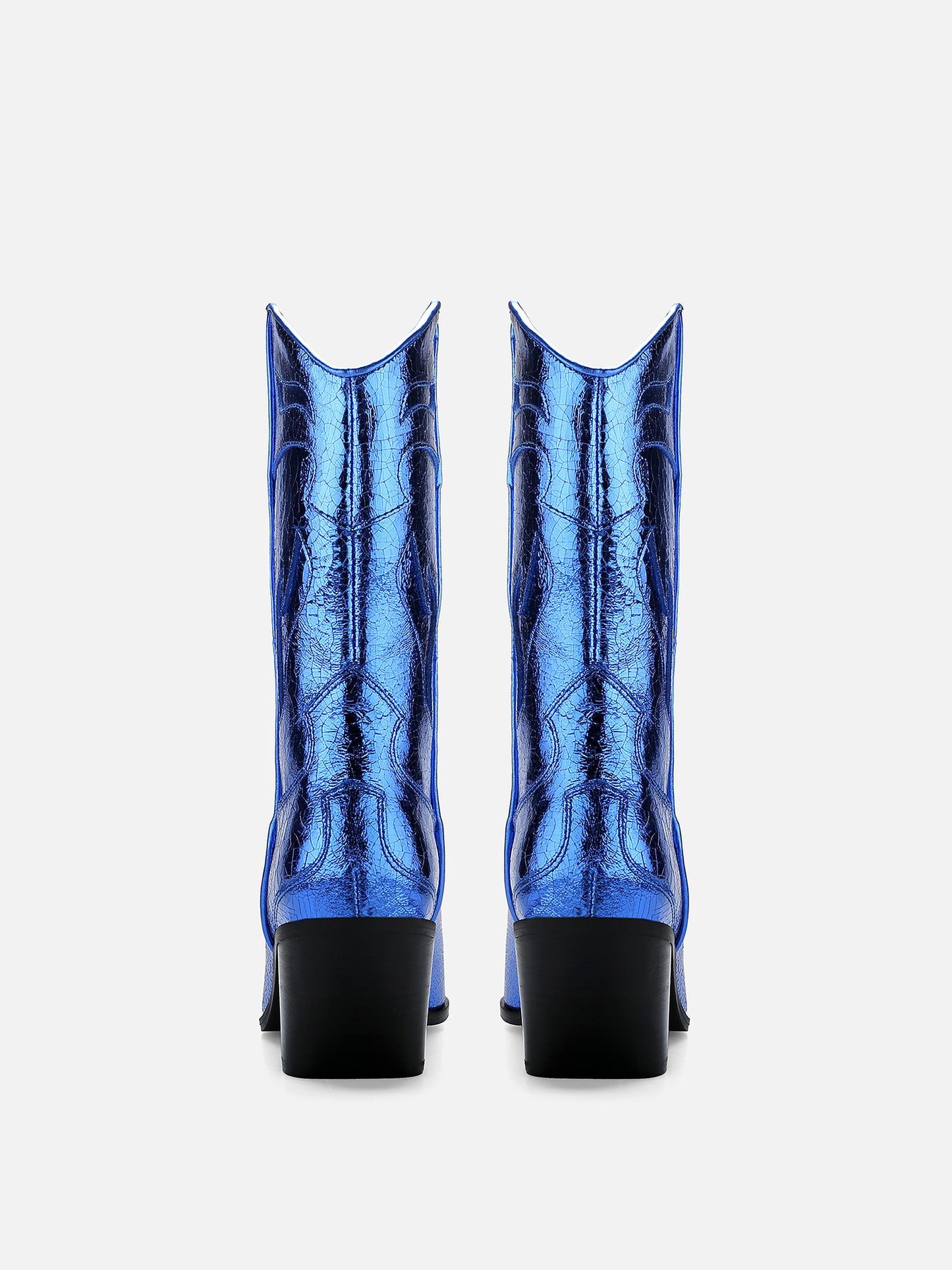 CARINA CALDEIRA X ESC High Leather Cowboy Boots - Blue