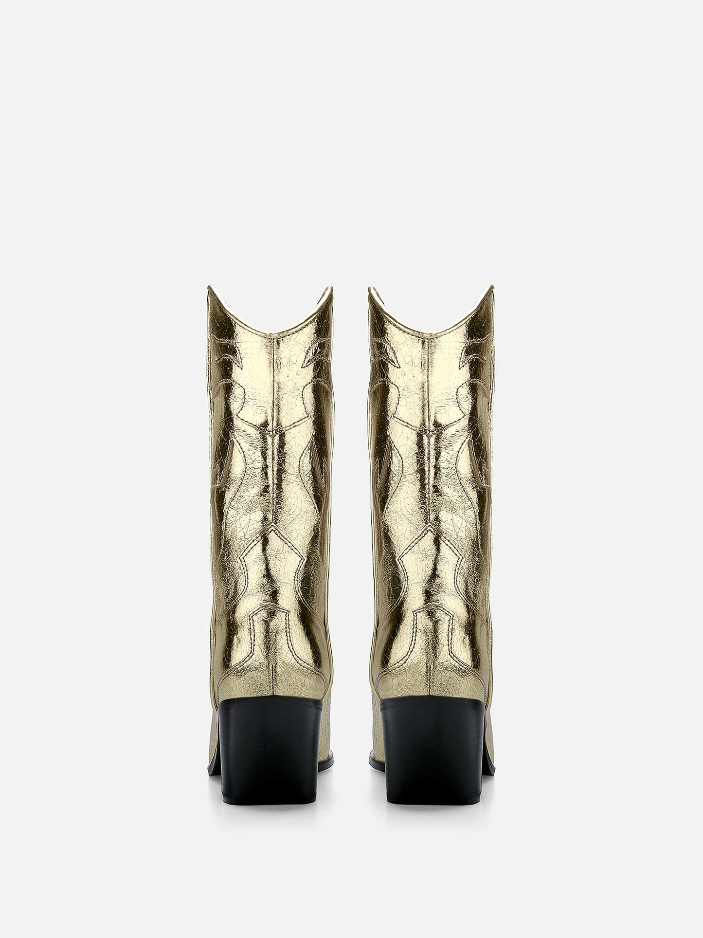 CARINA CALDEIRA X ESC High Leather Cowboy Boots - Gold