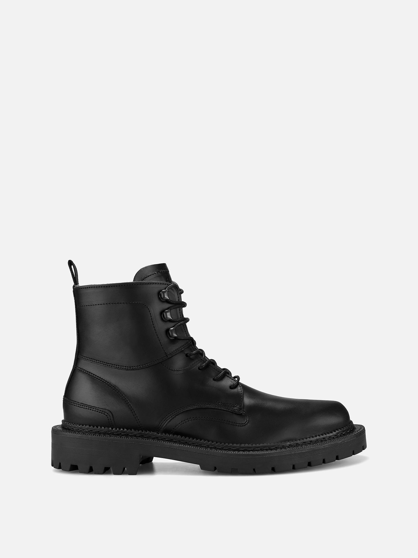 TERRIER Chunky Leather Boots - Black