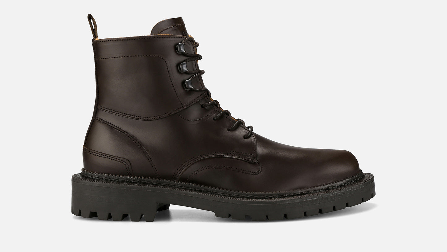 TERRIER Chunky Leather Boots - Brown