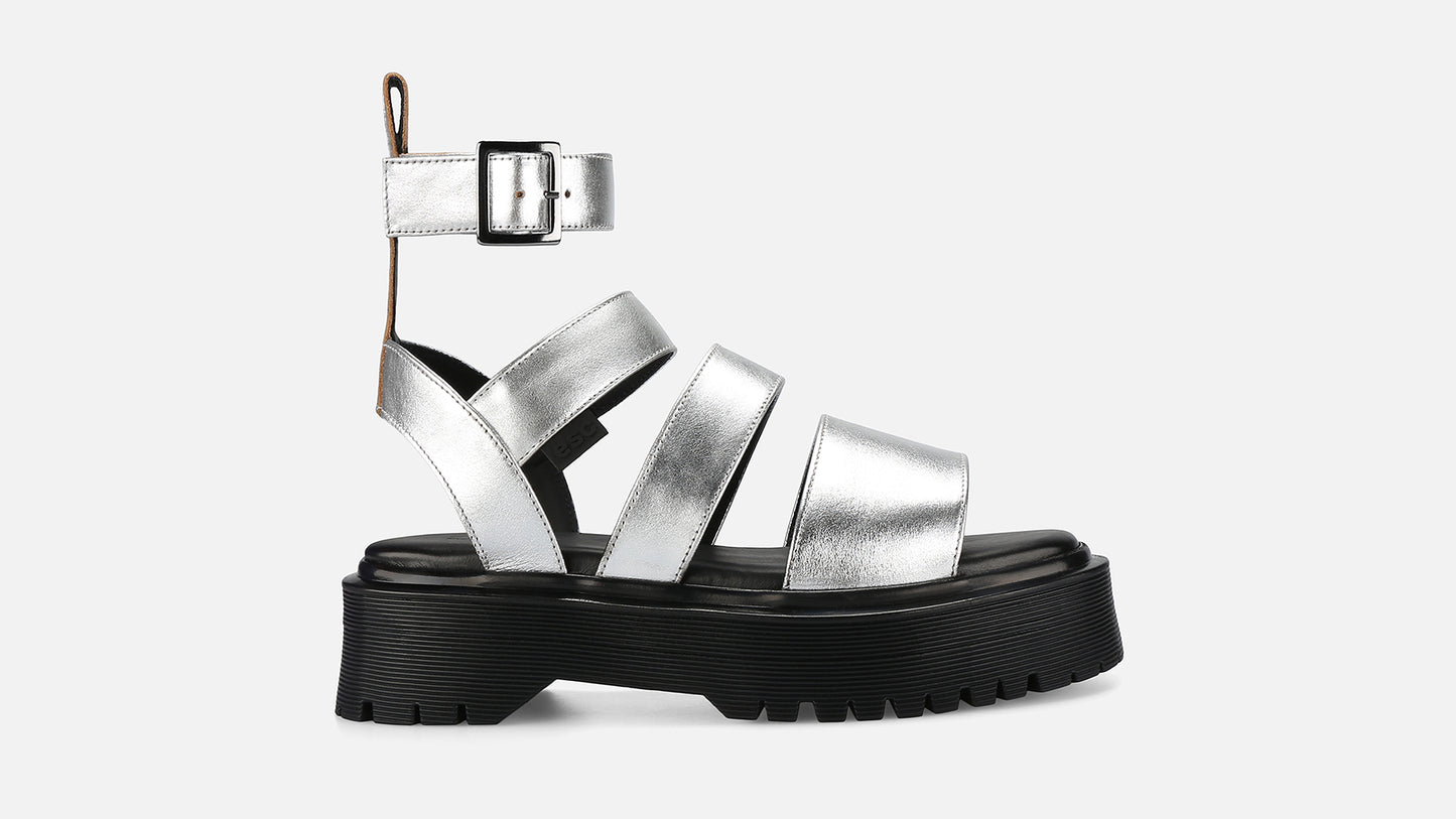 GLADY Leather Sandals - Silver