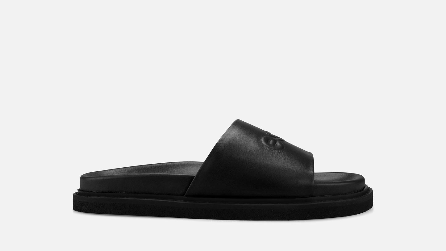 COLABA Leather Slides - Black