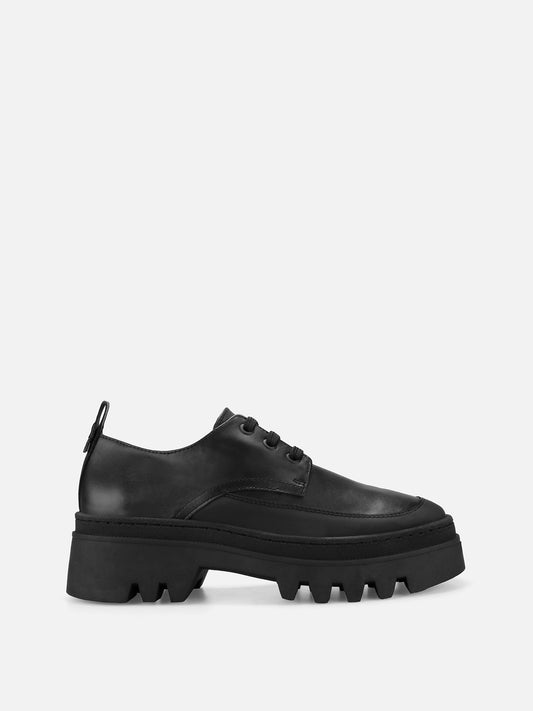 ALINE Flat Leather Shoes - Black