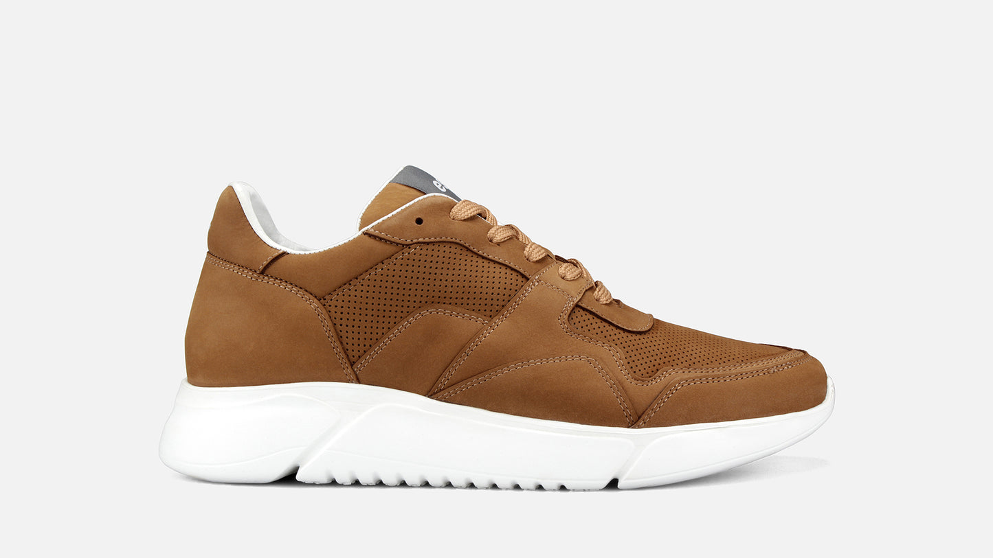 DRAG Trainer Leather Sneakers - Cognac