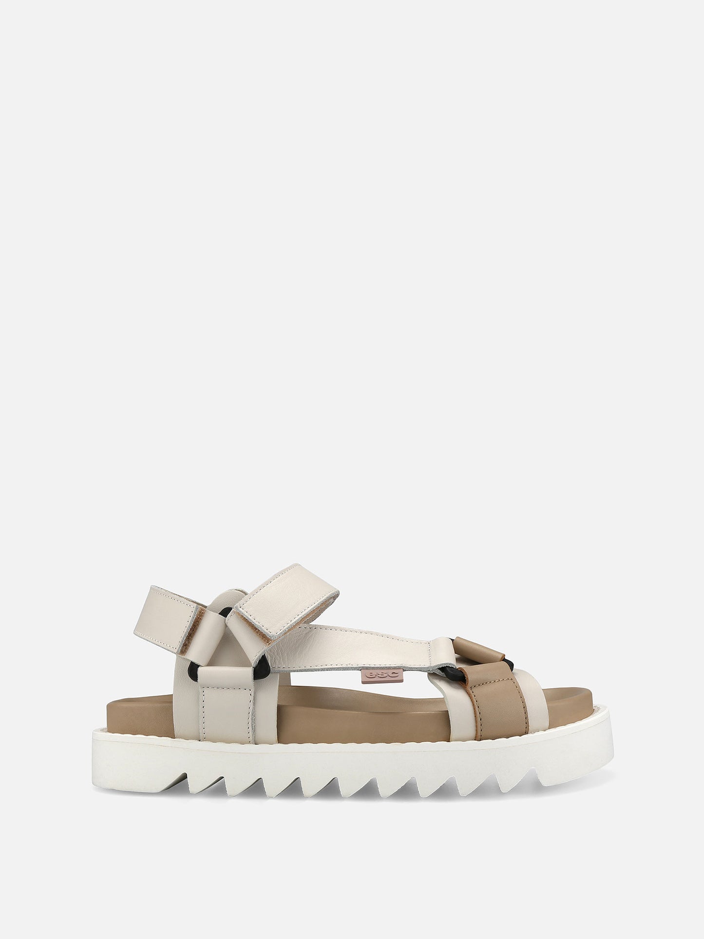 SLIDE Tape Strap Flat Sandals - Beige