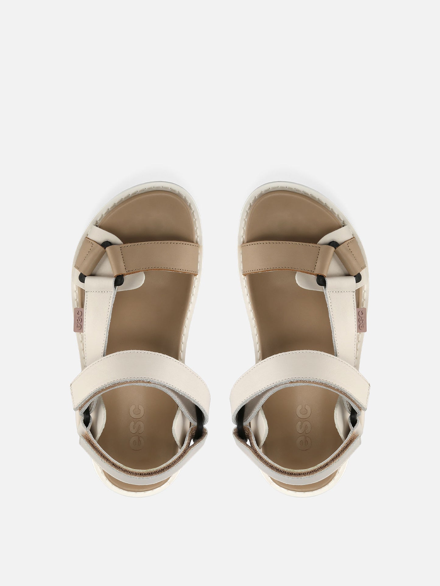 SLIDE Tape Strap Flat Sandals - Beige