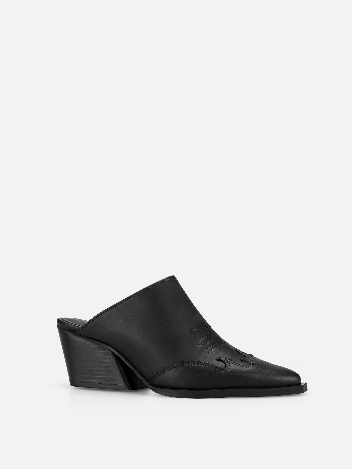 ATENAS Leather Mules - Black