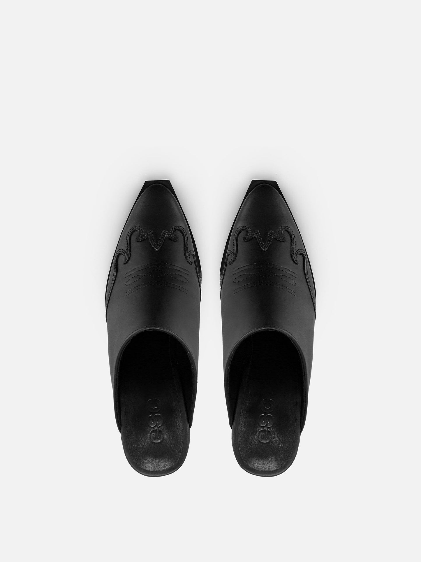 ATENAS Leather Mules - Black