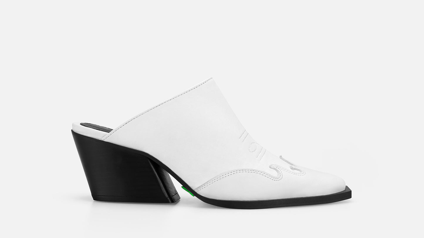 ATENAS Leather Mules - White