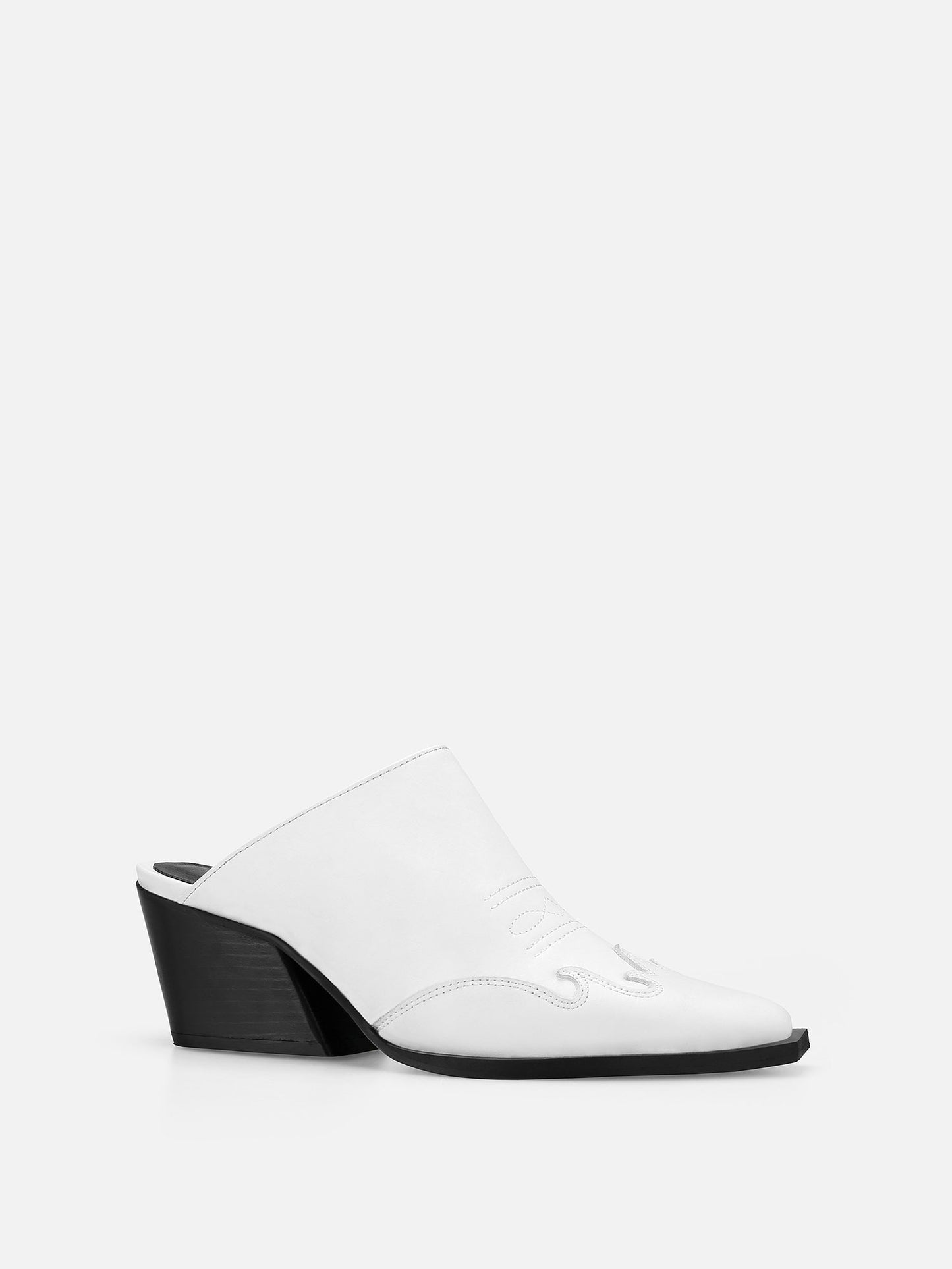 ATENAS Leather Mules - White